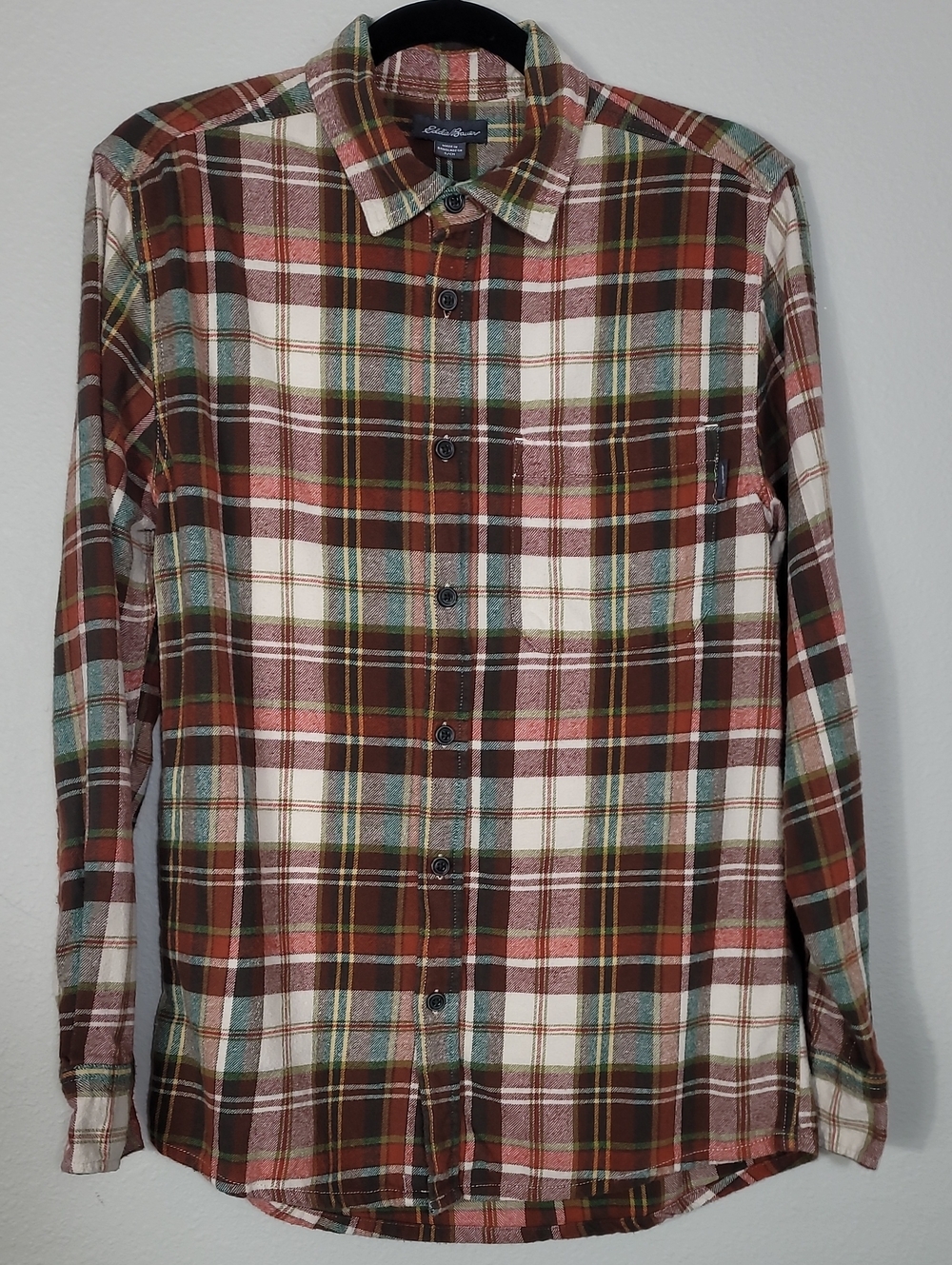 Eddie Bauer Womens Plaid Flannel Button Up Shirt Size Small